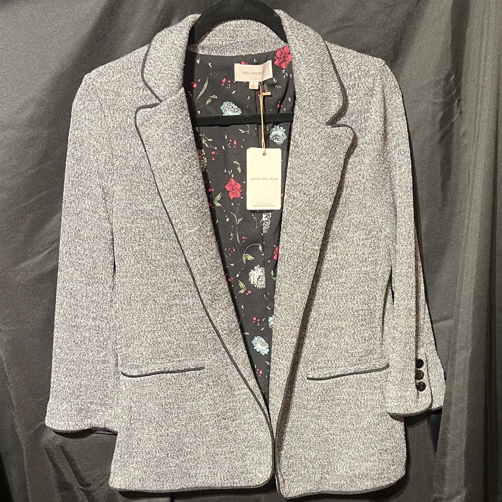 Skies are Blue Textured Gray Blazer